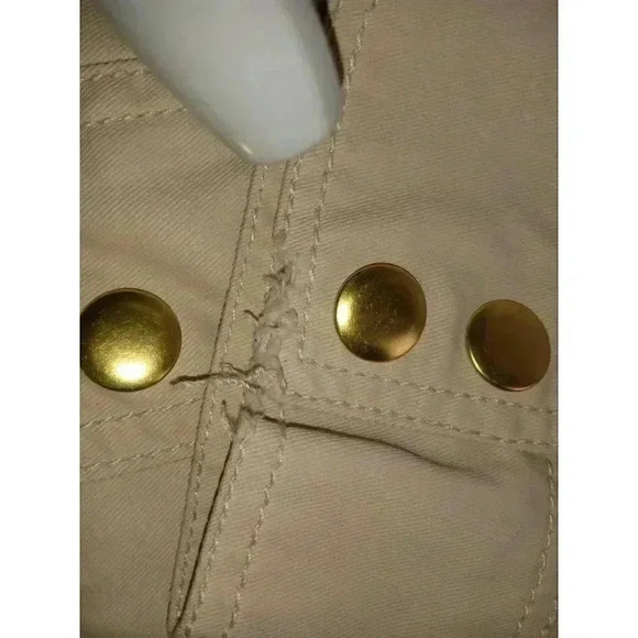 J Crew Womens Jacket Beige Full Zip Button Pocket Cotton Twill Mock Neck Size M - Picture 8 of 15